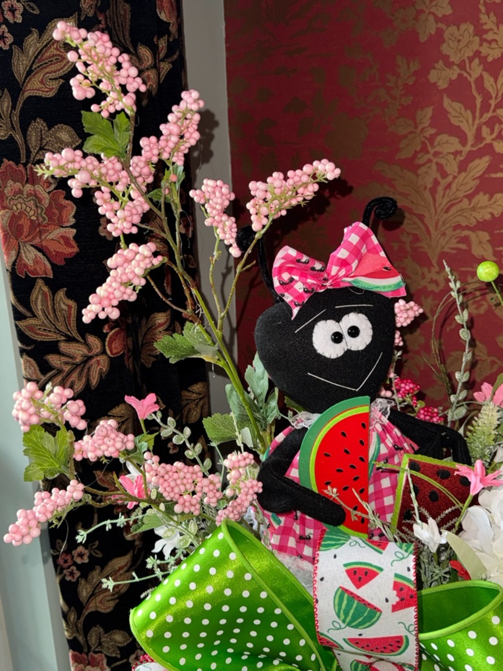Pink & Green Watermelon Ant Doll Holiday  Accent